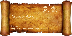 Palade Vidor névjegykártya